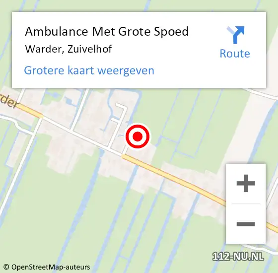 Locatie op kaart van de 112 melding: Ambulance Met Grote Spoed Naar Warder, Zuivelhof op 30 mei 2014 14:37