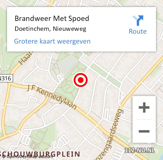 Locatie op kaart van de 112 melding: Brandweer Met Spoed Naar Doetinchem, Nieuweweg op 13 januari 2021 03:19