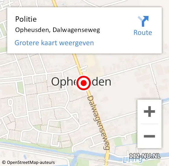 Locatie op kaart van de 112 melding: Politie Opheusden, Dalwagenseweg op 13 januari 2021 03:22