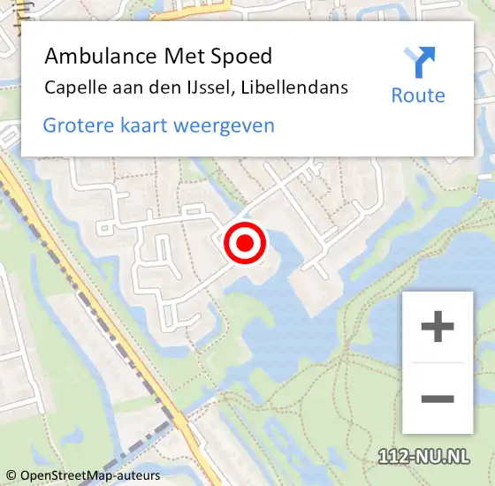 Locatie op kaart van de 112 melding: Ambulance Met Spoed Naar Capelle aan den IJssel, Libellendans op 13 januari 2021 05:23