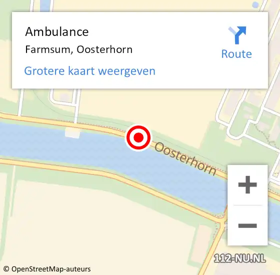 Locatie op kaart van de 112 melding: Ambulance Farmsum, Oosterhorn op 13 januari 2021 08:05
