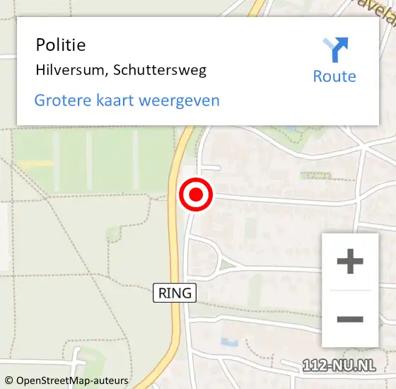 Locatie op kaart van de 112 melding: Politie Hilversum, Schuttersweg op 13 januari 2021 08:50