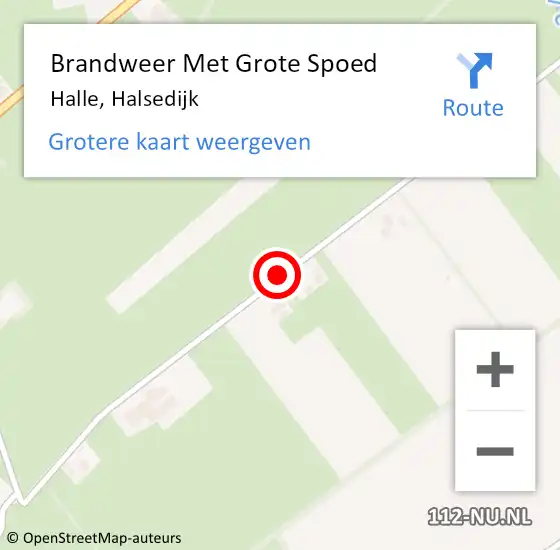 Locatie op kaart van de 112 melding: Brandweer Met Grote Spoed Naar Halle, Halsedijk op 13 januari 2021 09:04