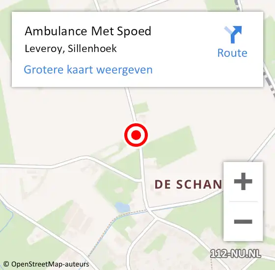 Locatie op kaart van de 112 melding: Ambulance Met Spoed Naar Leveroy, Sillenhoek op 13 januari 2021 09:58