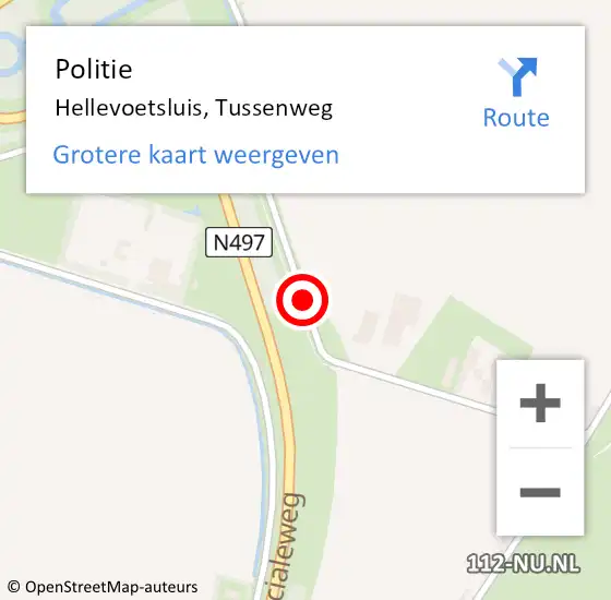 Locatie op kaart van de 112 melding: Politie Hellevoetsluis, Tussenweg op 13 januari 2021 10:35
