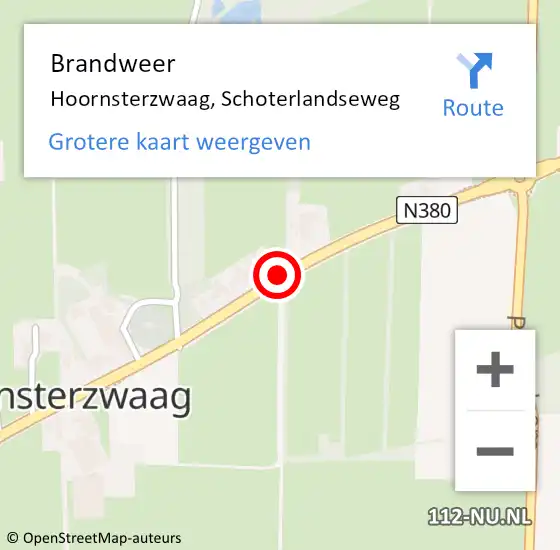 Locatie op kaart van de 112 melding: Brandweer Hoornsterzwaag, Schoterlandseweg op 13 januari 2021 11:30