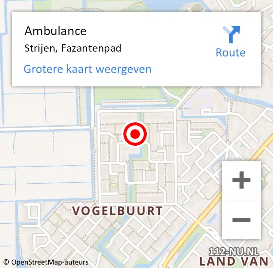 Locatie op kaart van de 112 melding: Ambulance Strijen, Fazantenpad op 13 januari 2021 11:37