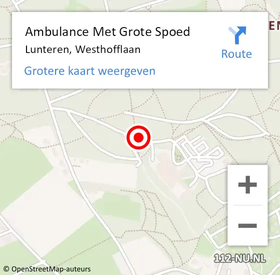 Locatie op kaart van de 112 melding: Ambulance Met Grote Spoed Naar Lunteren, Westhofflaan op 13 januari 2021 11:40