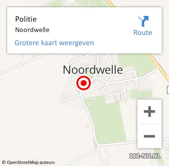Locatie op kaart van de 112 melding: Politie Noordwelle op 30 mei 2014 15:21