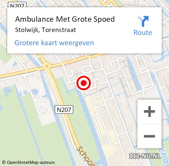 Locatie op kaart van de 112 melding: Ambulance Met Grote Spoed Naar Stolwijk, Torenstraat op 13 januari 2021 14:50