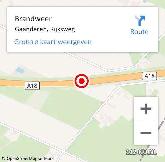 Locatie op kaart van de 112 melding: Brandweer Gaanderen, Rijksweg op 13 januari 2021 15:55