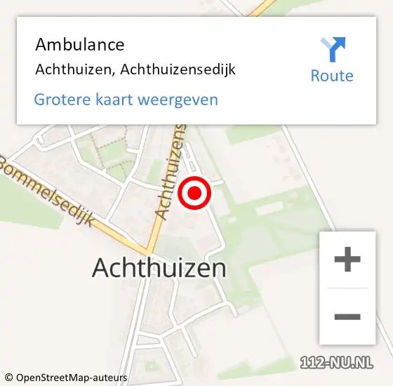 Locatie op kaart van de 112 melding: Ambulance Achthuizen, Achthuizensedijk op 13 januari 2021 16:01