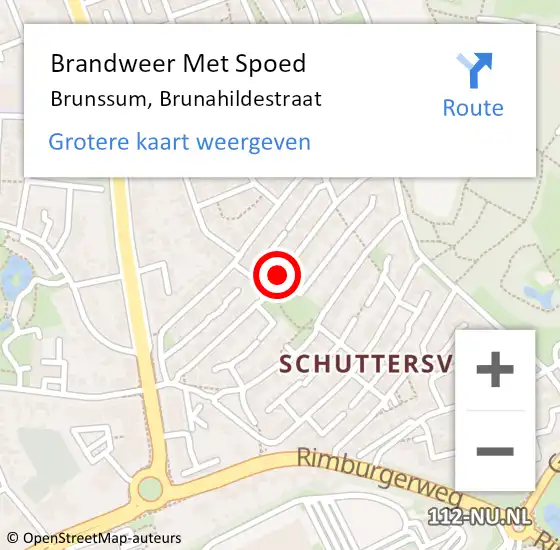 Locatie op kaart van de 112 melding: Brandweer Met Spoed Naar Brunssum, Brunahildestraat op 13 januari 2021 16:02