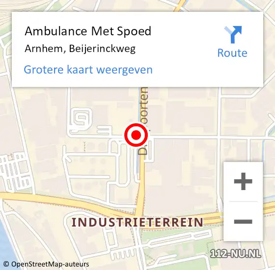 Locatie op kaart van de 112 melding: Ambulance Met Spoed Naar Arnhem, Beijerinckweg op 13 januari 2021 16:53