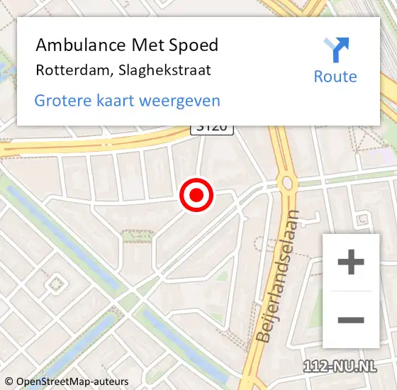 Locatie op kaart van de 112 melding: Ambulance Met Spoed Naar Rotterdam, Slaghekstraat op 13 januari 2021 16:56