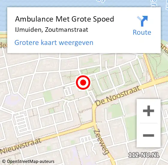 Locatie op kaart van de 112 melding: Ambulance Met Grote Spoed Naar IJmuiden, Zoutmanstraat op 13 januari 2021 17:20