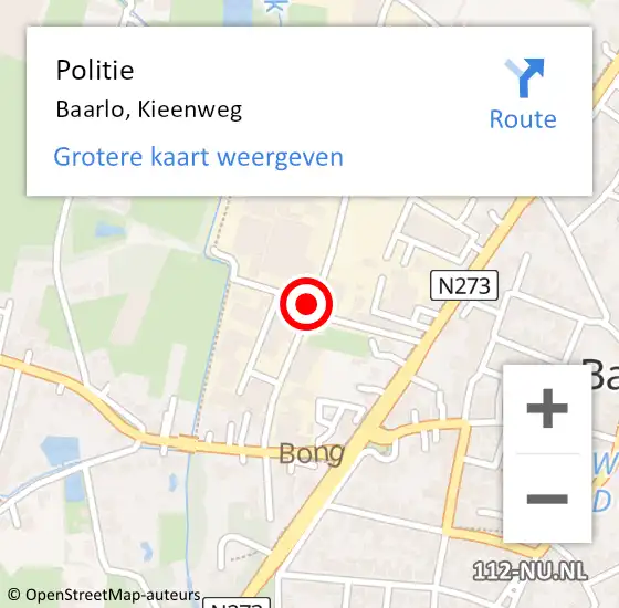 Locatie op kaart van de 112 melding: Politie Baarlo, Kieenweg op 13 januari 2021 17:59