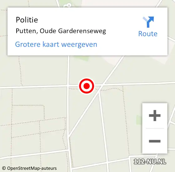 Locatie op kaart van de 112 melding: Politie Putten, Oude Garderenseweg op 13 januari 2021 17:59