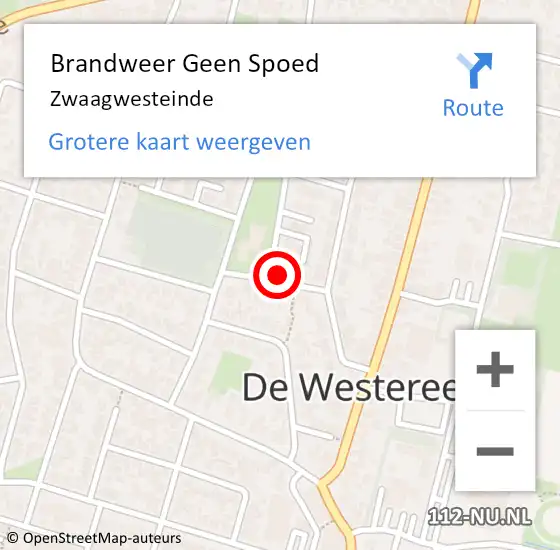 Locatie op kaart van de 112 melding: Brandweer Geen Spoed Naar Zwaagwesteinde op 13 januari 2021 18:31