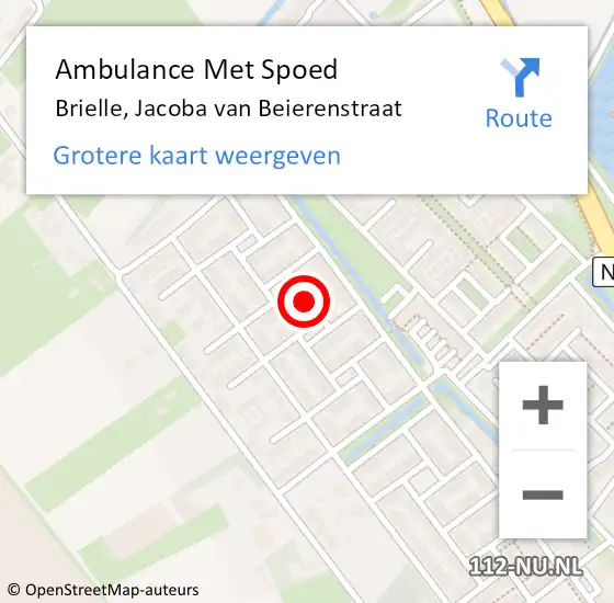 Locatie op kaart van de 112 melding: Ambulance Met Spoed Naar Brielle, Jacoba van Beierenstraat op 13 januari 2021 19:04