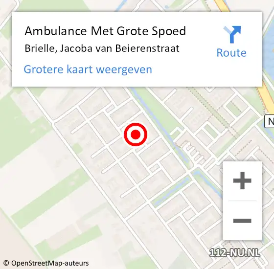 Locatie op kaart van de 112 melding: Ambulance Met Grote Spoed Naar Brielle, Jacoba van Beierenstraat op 13 januari 2021 19:07