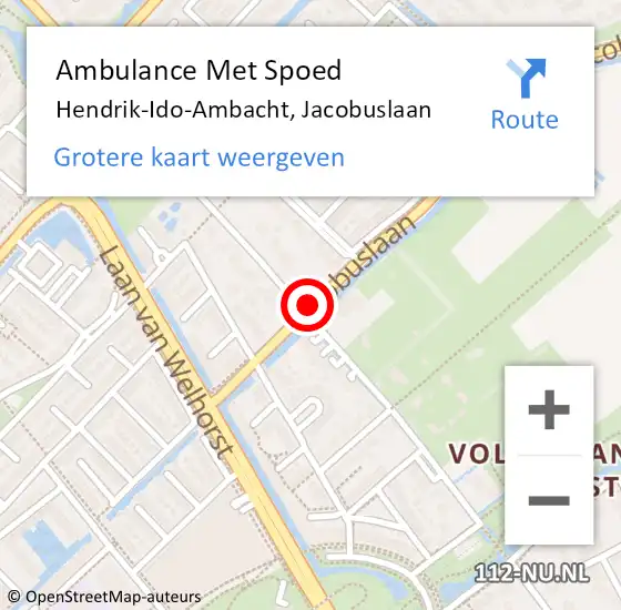 Locatie op kaart van de 112 melding: Ambulance Met Spoed Naar Hendrik-Ido-Ambacht, Jacobuslaan op 13 januari 2021 19:16