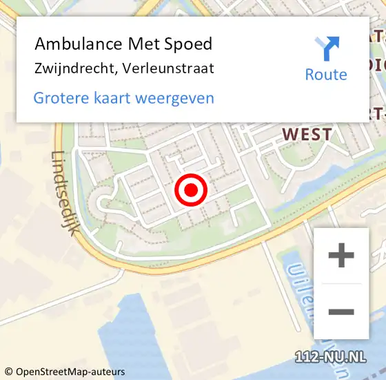 Locatie op kaart van de 112 melding: Ambulance Met Spoed Naar Zwijndrecht, Verleunstraat op 13 januari 2021 23:59