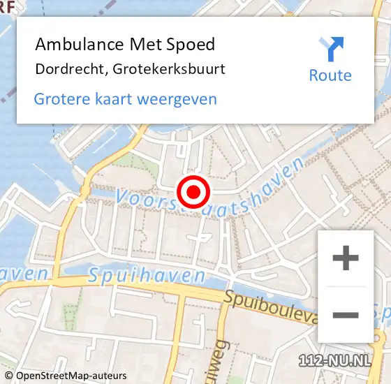 Locatie op kaart van de 112 melding: Ambulance Met Spoed Naar Dordrecht, Grotekerksbuurt op 14 januari 2021 00:10