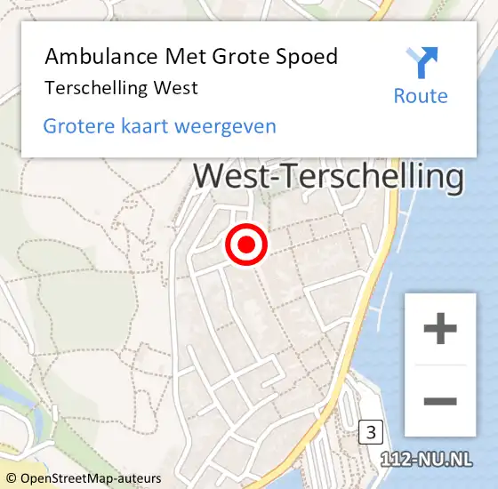 Locatie op kaart van de 112 melding: Ambulance Met Grote Spoed Naar Terschelling West op 30 mei 2014 16:00