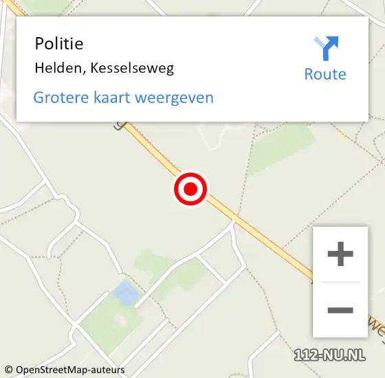 Locatie op kaart van de 112 melding: Politie Helden, Kesselseweg op 14 januari 2021 06:29