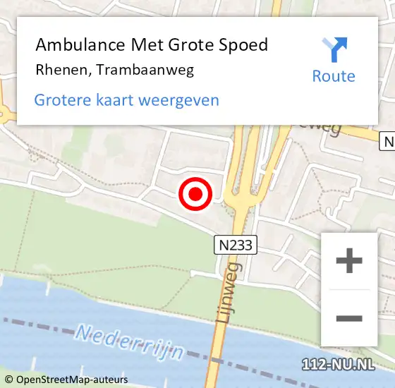 Locatie op kaart van de 112 melding: Ambulance Met Grote Spoed Naar Rhenen, Trambaanweg op 3 oktober 2013 14:50