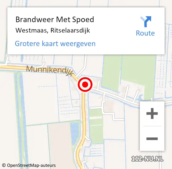 Locatie op kaart van de 112 melding: Brandweer Met Spoed Naar Westmaas, Ritselaarsdijk op 30 mei 2014 16:25