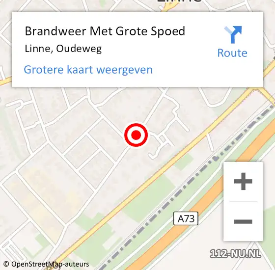 Locatie op kaart van de 112 melding: Brandweer Met Grote Spoed Naar Linne, Oudeweg op 14 januari 2021 11:56