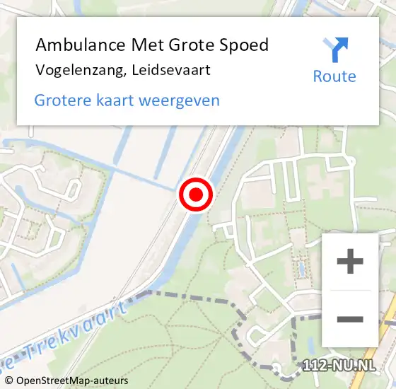 Locatie op kaart van de 112 melding: Ambulance Met Grote Spoed Naar Vogelenzang, Leidsevaart op 14 januari 2021 12:03