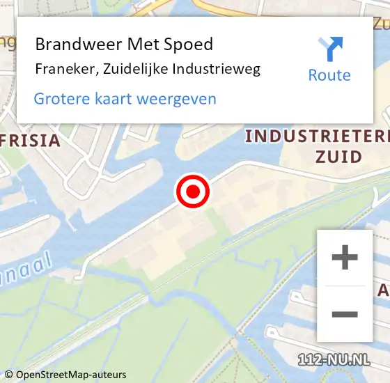 Locatie op kaart van de 112 melding: Brandweer Met Spoed Naar Franeker, Zuidelijke Industrieweg op 14 januari 2021 12:19