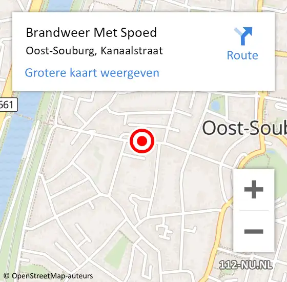 Locatie op kaart van de 112 melding: Brandweer Met Spoed Naar Oost-Souburg, Kanaalstraat op 14 januari 2021 12:31
