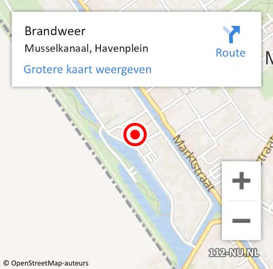 Locatie op kaart van de 112 melding: Brandweer Musselkanaal, Havenplein op 14 januari 2021 12:37