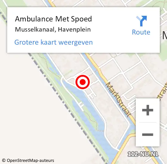 Locatie op kaart van de 112 melding: Ambulance Met Spoed Naar Musselkanaal, Havenplein op 14 januari 2021 12:39