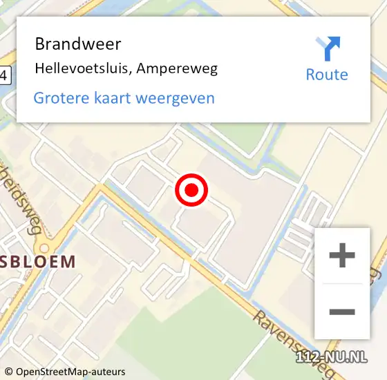 Locatie op kaart van de 112 melding: Brandweer Hellevoetsluis, Ampereweg op 14 januari 2021 12:58