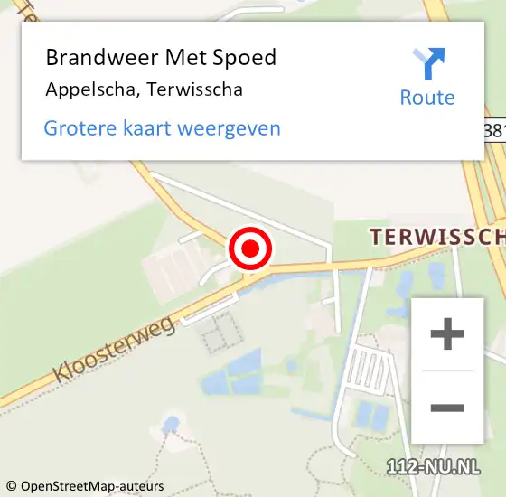 Locatie op kaart van de 112 melding: Brandweer Met Spoed Naar Appelscha, Terwisscha op 14 januari 2021 13:07