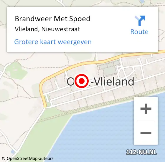 Locatie op kaart van de 112 melding: Brandweer Met Spoed Naar Vlieland, Nieuwestraat op 14 januari 2021 13:26