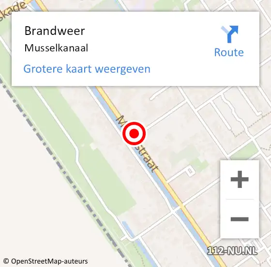 Locatie op kaart van de 112 melding: Brandweer Musselkanaal op 14 januari 2021 13:37