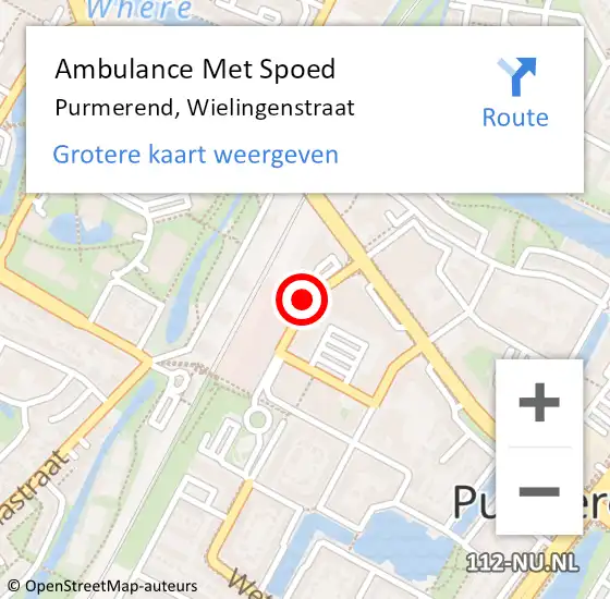 Locatie op kaart van de 112 melding: Ambulance Met Spoed Naar Purmerend, Wielingenstraat op 14 januari 2021 14:21