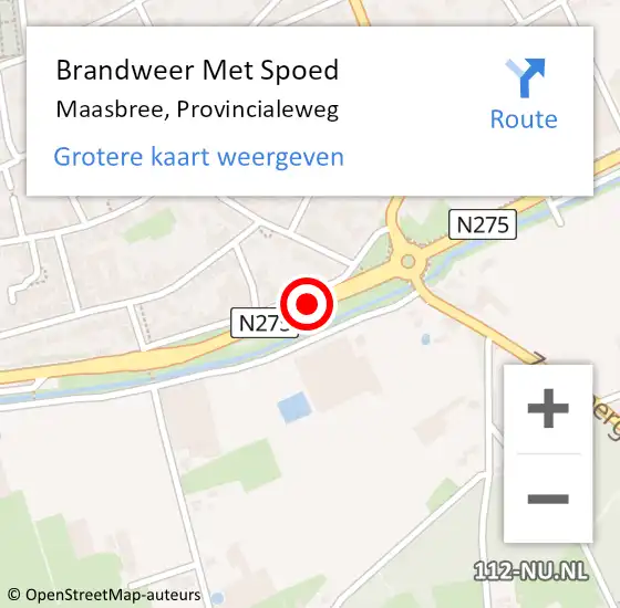 Locatie op kaart van de 112 melding: Brandweer Met Spoed Naar Maasbree, Provincialeweg op 14 januari 2021 15:04