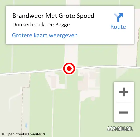 Locatie op kaart van de 112 melding: Brandweer Met Grote Spoed Naar Donkerbroek, De Pegge op 14 januari 2021 16:07