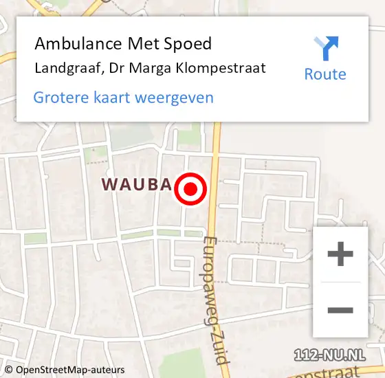 Locatie op kaart van de 112 melding: Ambulance Met Spoed Naar Landgraaf, Dr Marga Klompestraat op 30 mei 2014 16:51