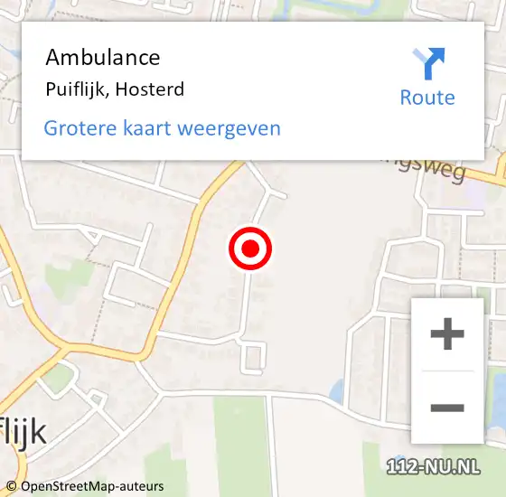 Locatie op kaart van de 112 melding: Ambulance Puiflijk, Hosterd op 14 januari 2021 16:23