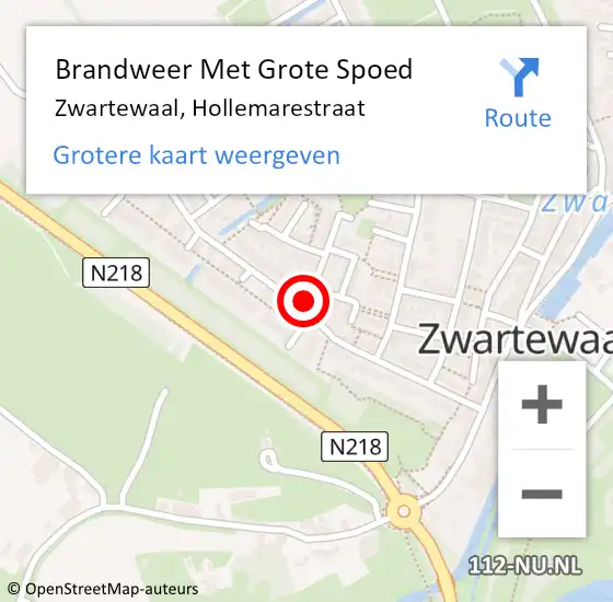 Locatie op kaart van de 112 melding: Brandweer Met Grote Spoed Naar Zwartewaal, Hollemarestraat op 14 januari 2021 16:36