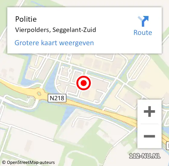 Locatie op kaart van de 112 melding: Politie Vierpolders, Seggelant-Zuid op 14 januari 2021 16:49