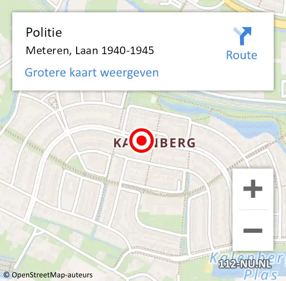 Locatie op kaart van de 112 melding: Politie Meteren, Laan 1940-1945 op 14 januari 2021 16:52